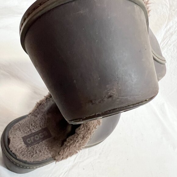 Crocs Cobbler Eva Lined Clog Mule womens 9 brown furry lining block high heel - Picture 11 of 15